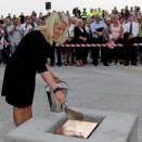 20 August: The Crown Princess lays the foundation stone for Kilden Theater and Concert Hall, Kristiansand ( Foto: Tor Erik Schrøder, Scanpix)